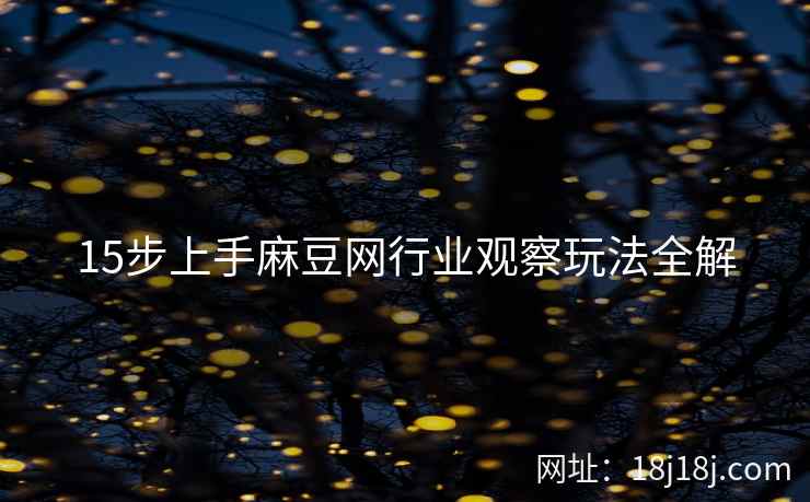 15步上手麻豆网行业观察玩法全解